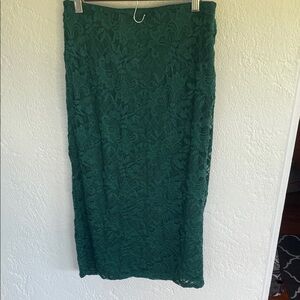 AFRM‎ Womens Emerald Green Lace Pencil Skirt Elastic Waist Lined size Small NWT